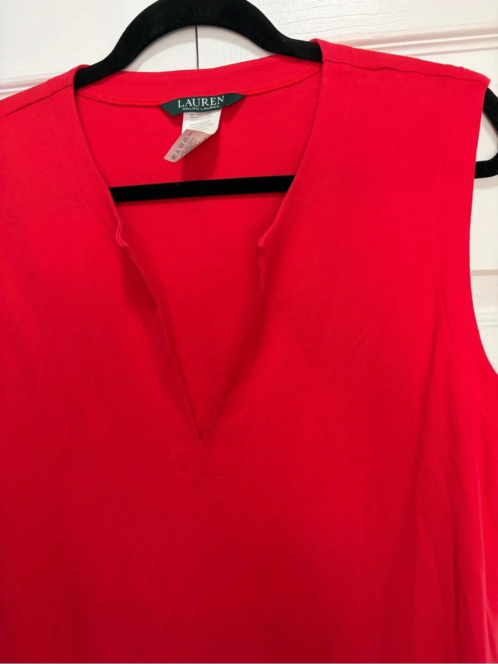 Lauren Ralph Lauren Red dress coverup with pockets M gold side buttons